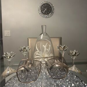 Max Mara Gold Aviator Sunglasses Geometric Metal Luxury Designer w/ Case